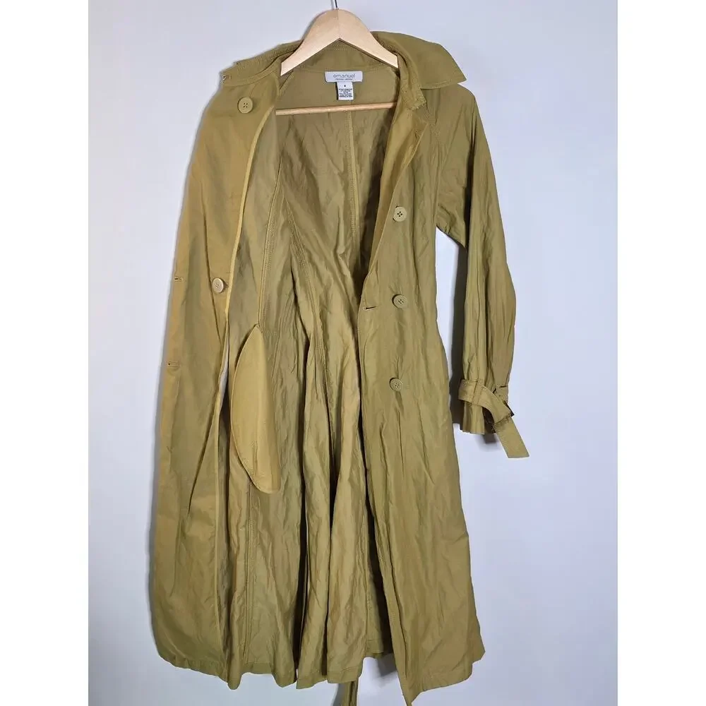 Emanuel Ungaro long line asymmetrical yellow/Green Trench Coat Size 6 - Picture 13 of 14